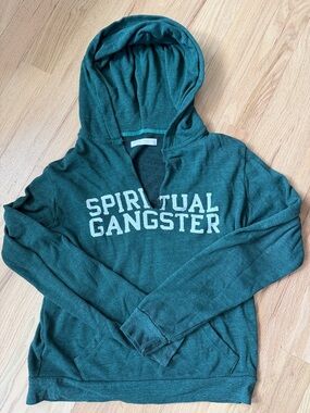 Spiritual Gangster Heathered Green Sweatshirt Hoodie women's size Large